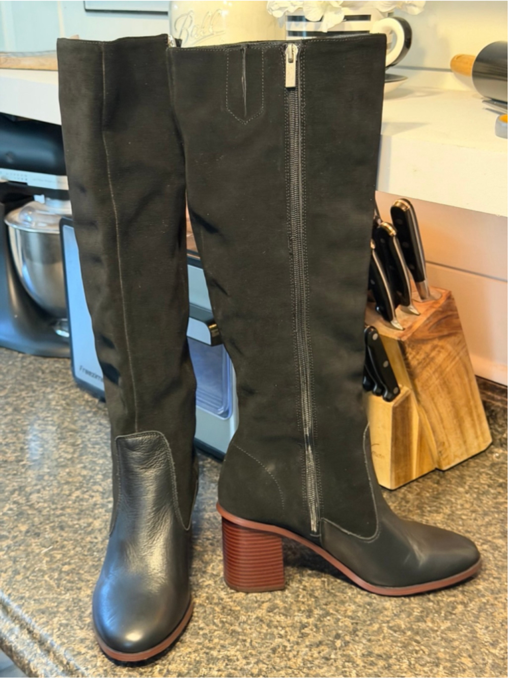 NEW SPLENDID Mary Suede leather Mid Calf Boots Pointed toe Block Heel - Picture 6 of 11